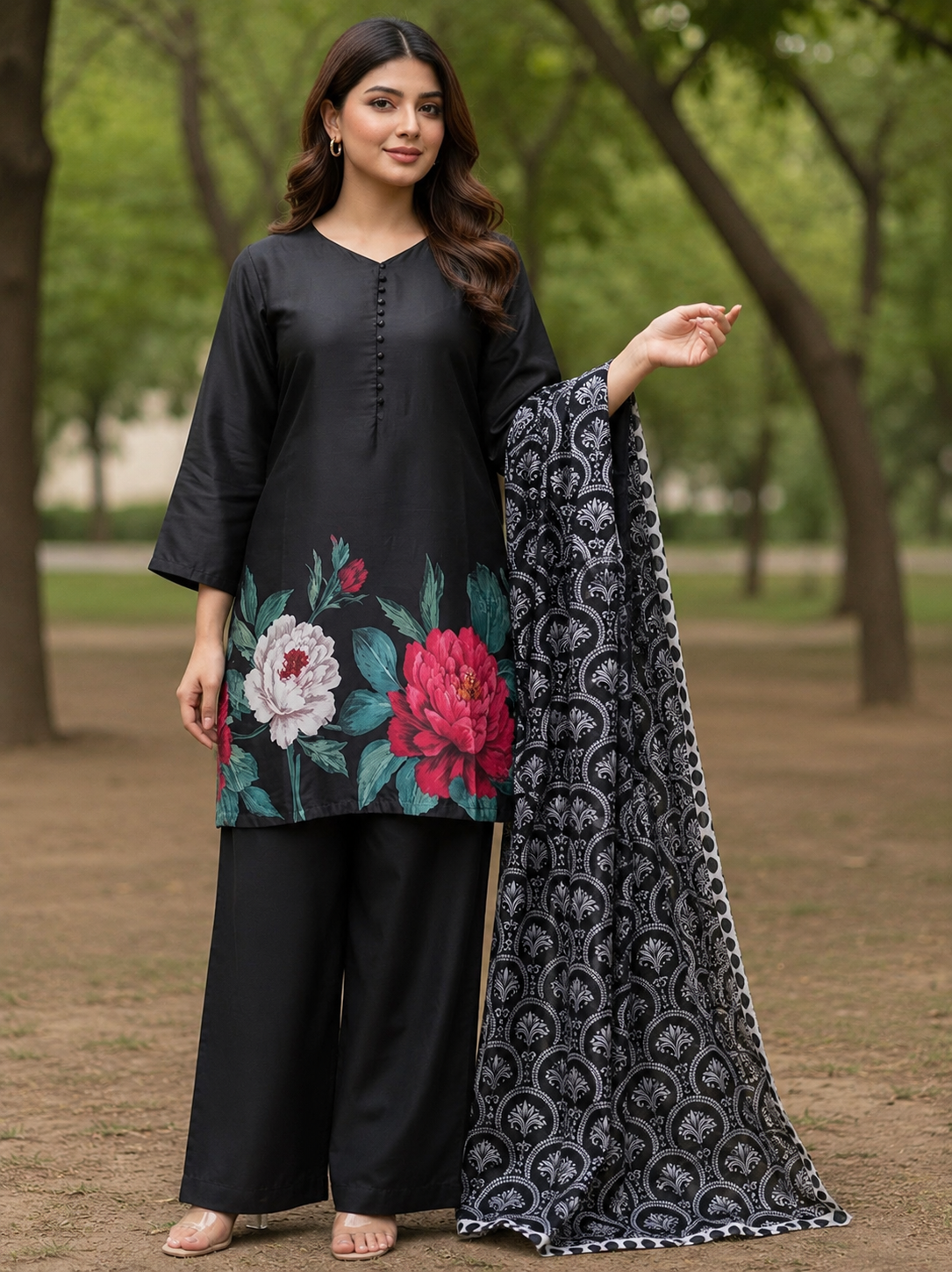 Maria B Silk Digital Printed 3 Piece | MB224
