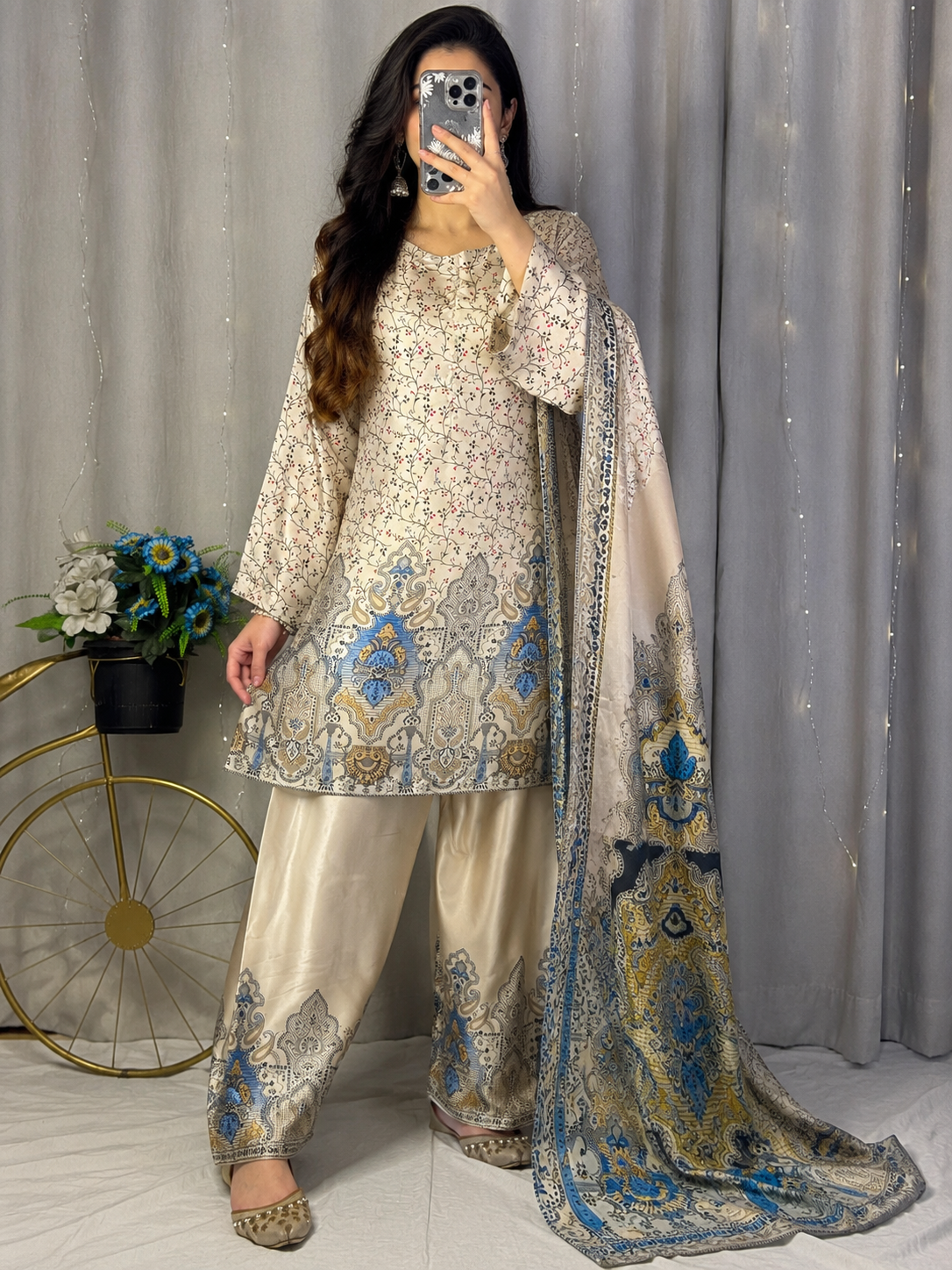 Maria B Silk Digital Printed 3 Piece | MB222