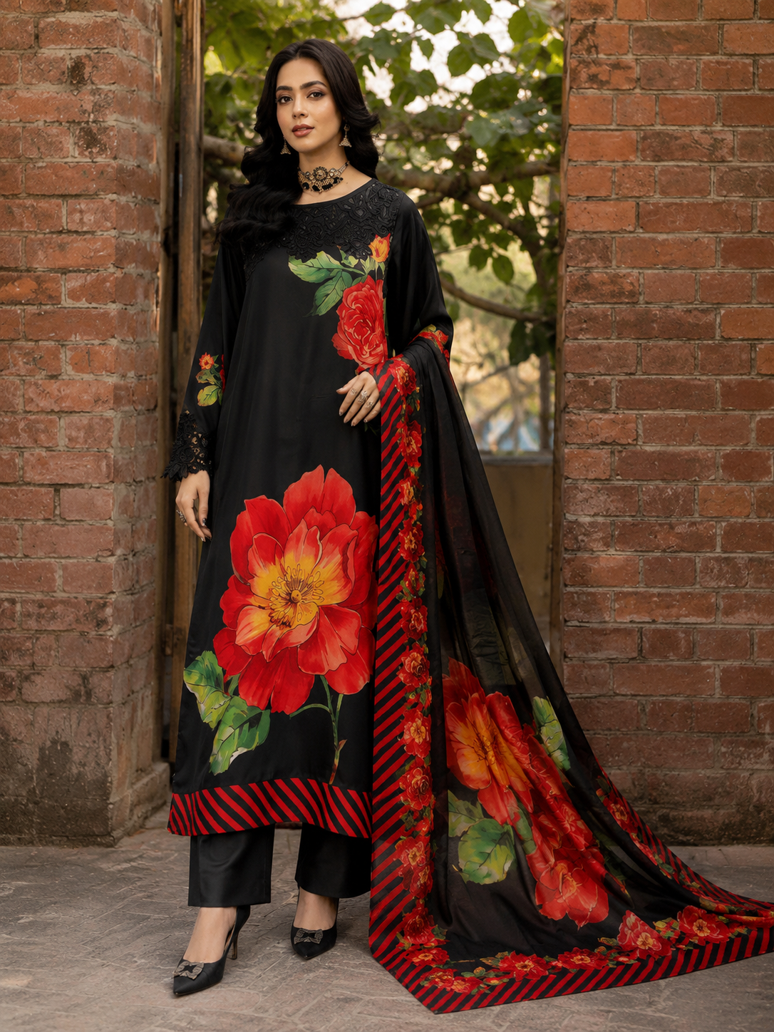 Maria B Silk Digital Printed 3 Piece | MB245