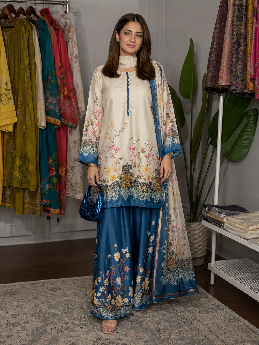 Maria B Silk Digital Printed 3 Piece | MB244