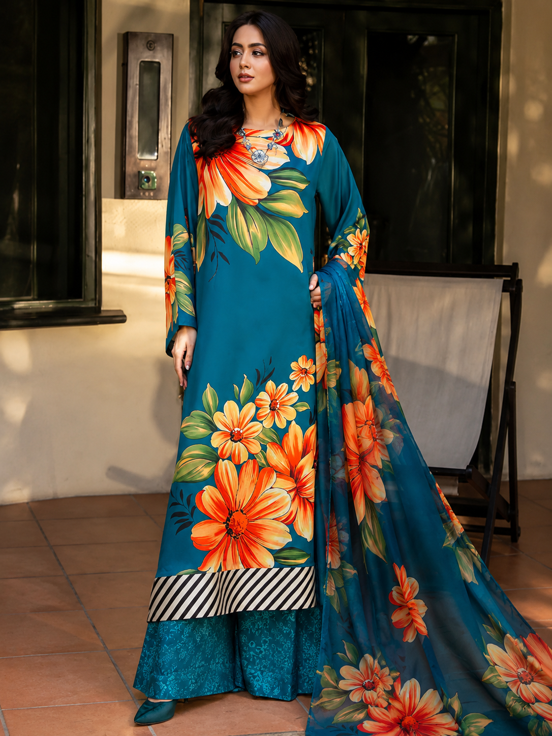 Maria B Silk Digital Printed 3 Piece | MB240