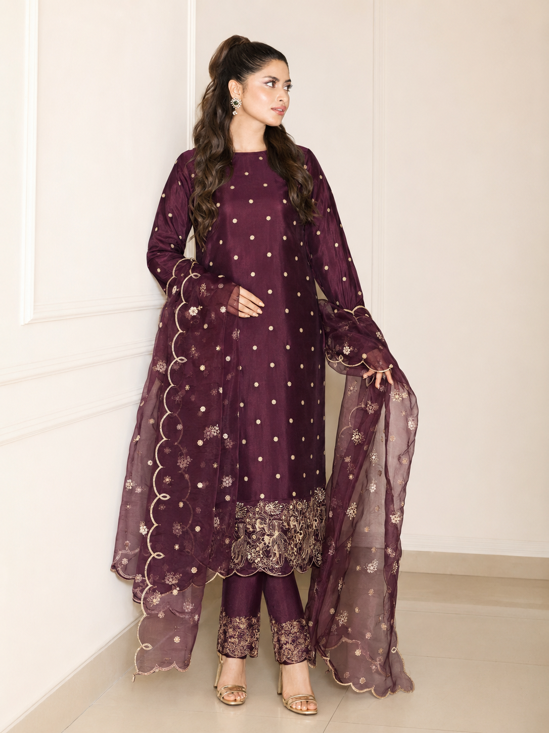 Elif Silk Embroidered 3 Piece | EF210