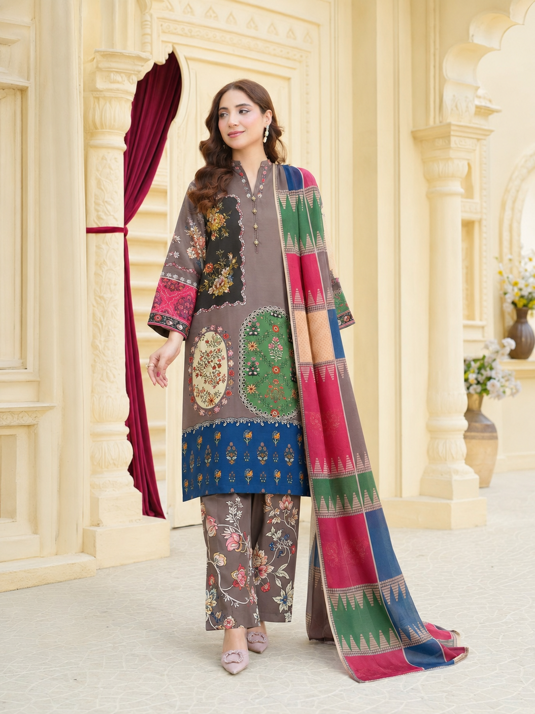 Maria B Silk Digital Printed 3 Piece | MB253