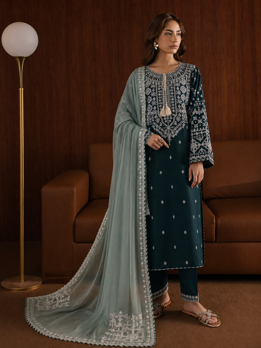 Hussain Rehar Lawn Embroidered 3 Piece | HR106