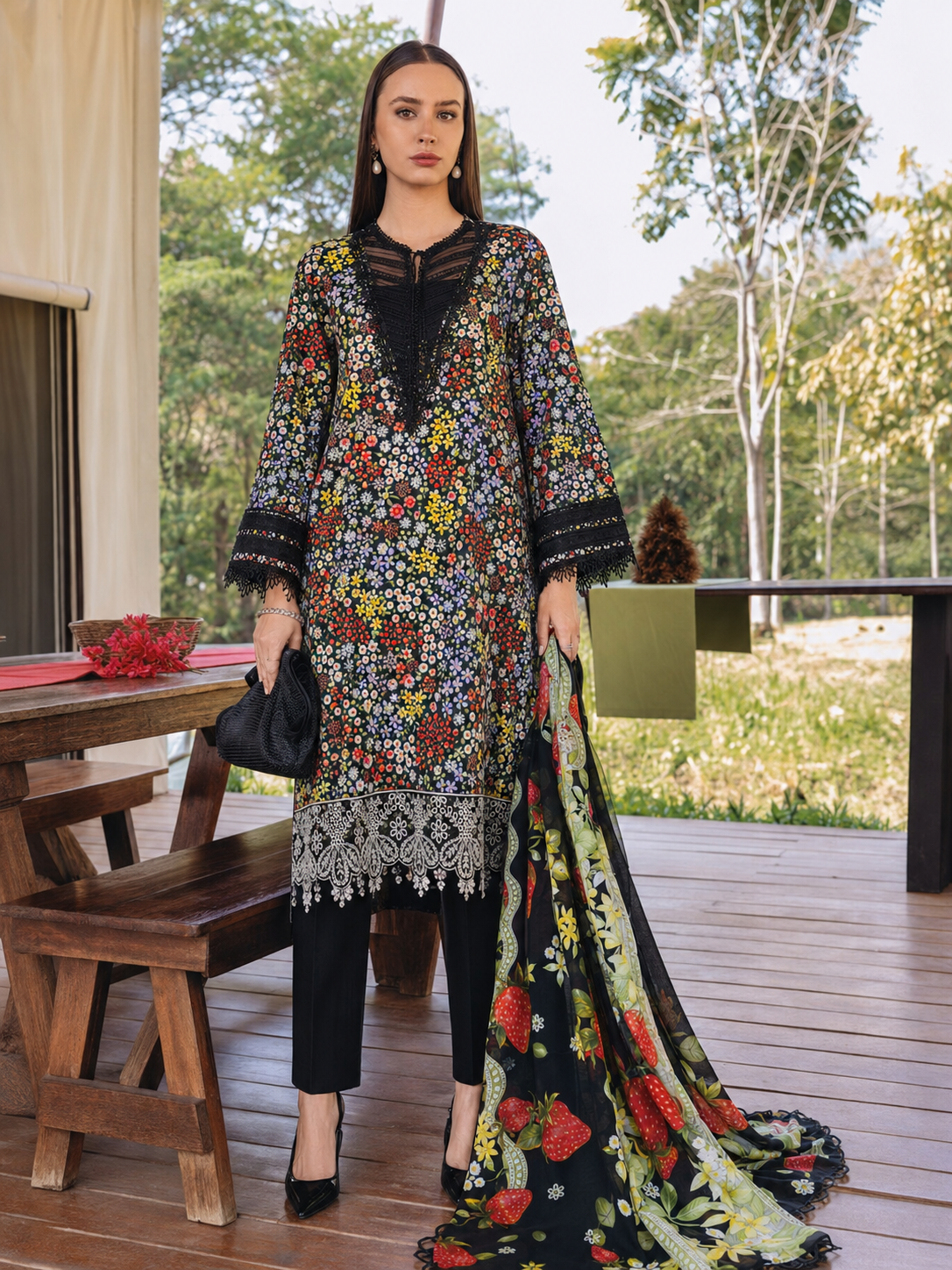 Maria B Lawn Embroidered 3 Piece | MB185