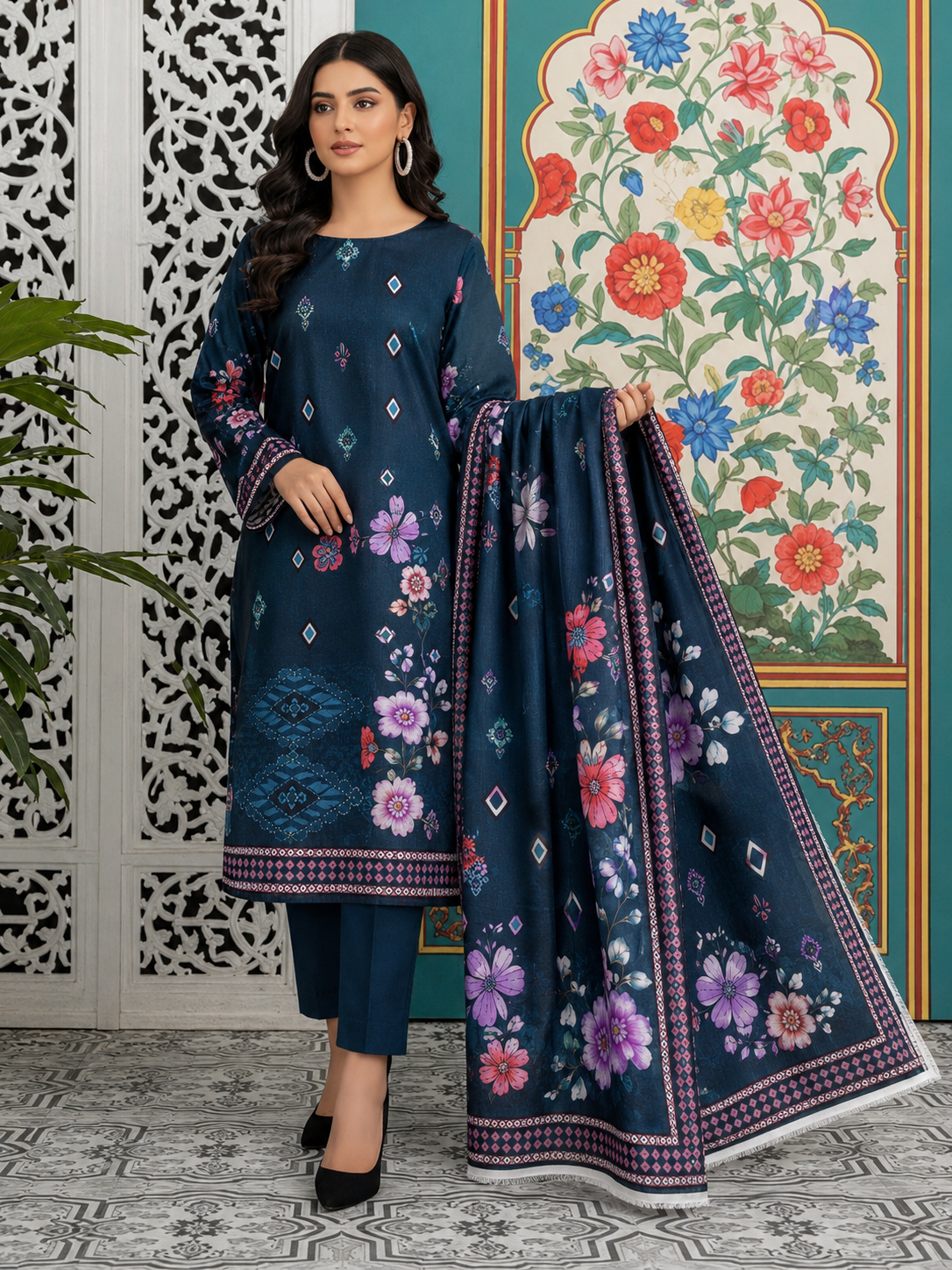 Iznik Lawn Digital Printed 3 Piece | IK707