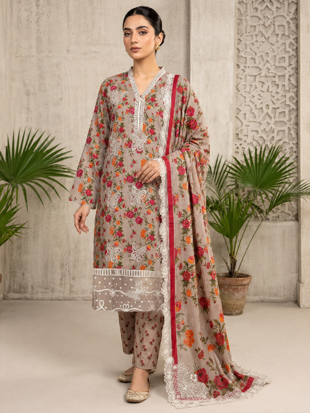Maria B Lawn Embroidered 3 Piece | MB202