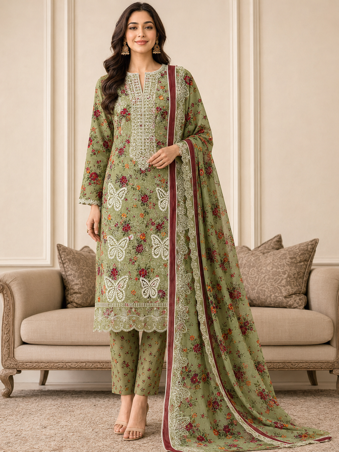 Maria B Lawn Embroidered 3 Piece | MB203