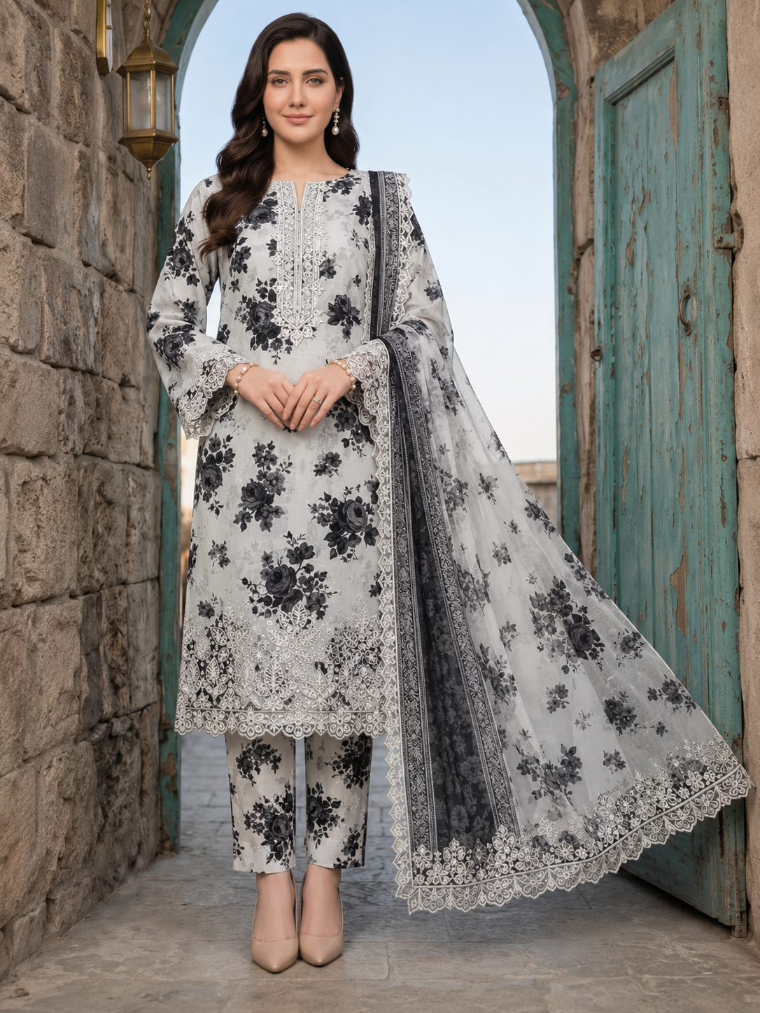 Aneela Lawn Embroidered 3 Piece | AN184