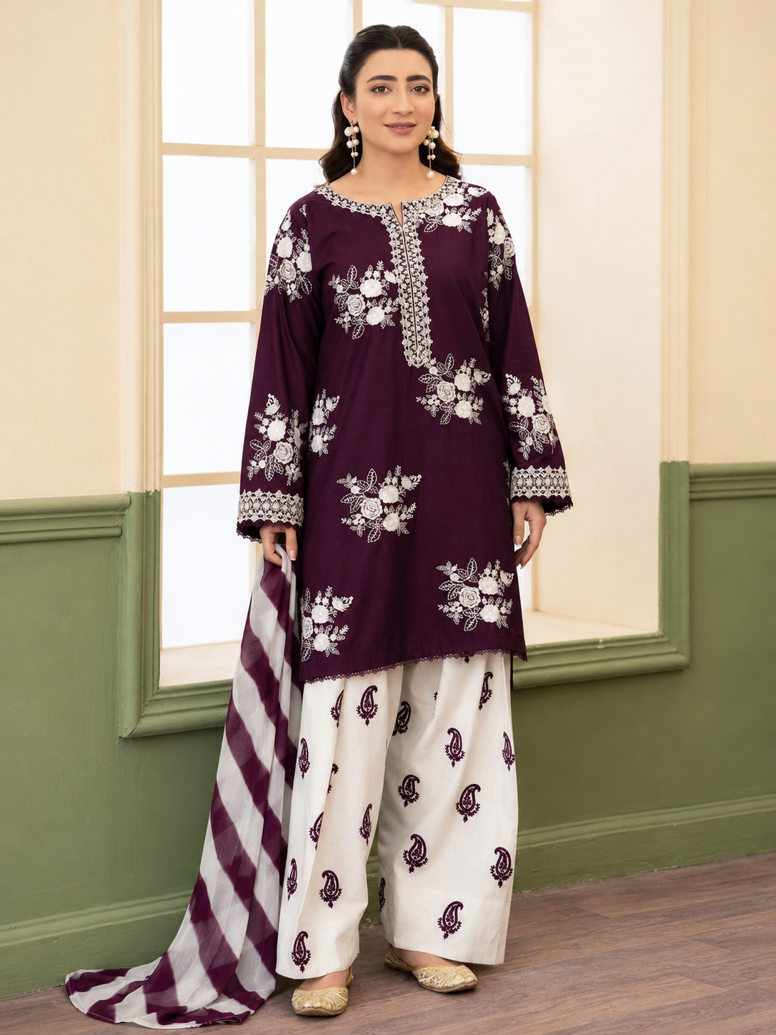 Nureh Lawn Embroidered 3 Piece | NH120