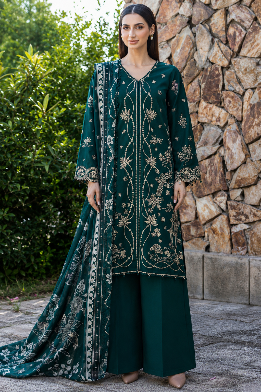 Batik Lawn Embroidered 3 Piece | BK215