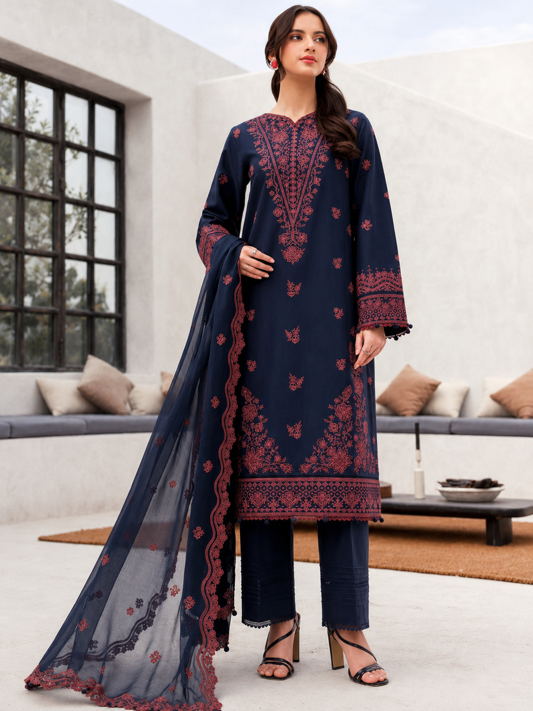 Batik Lawn Embroidered 3 Piece | BK218