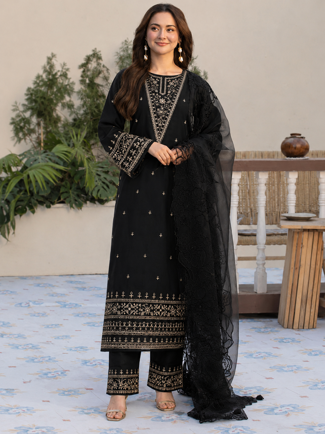 Qalamkar Lawn Embroidered 3 Piece | QR313