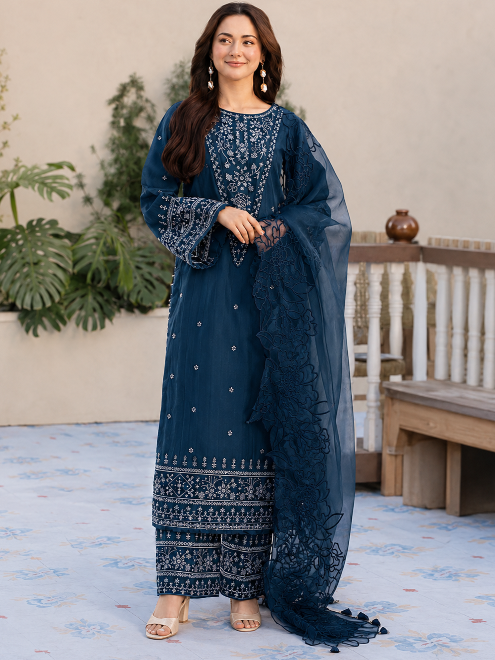 Qalamkar Lawn Embroidered 3 Piece | QR312
