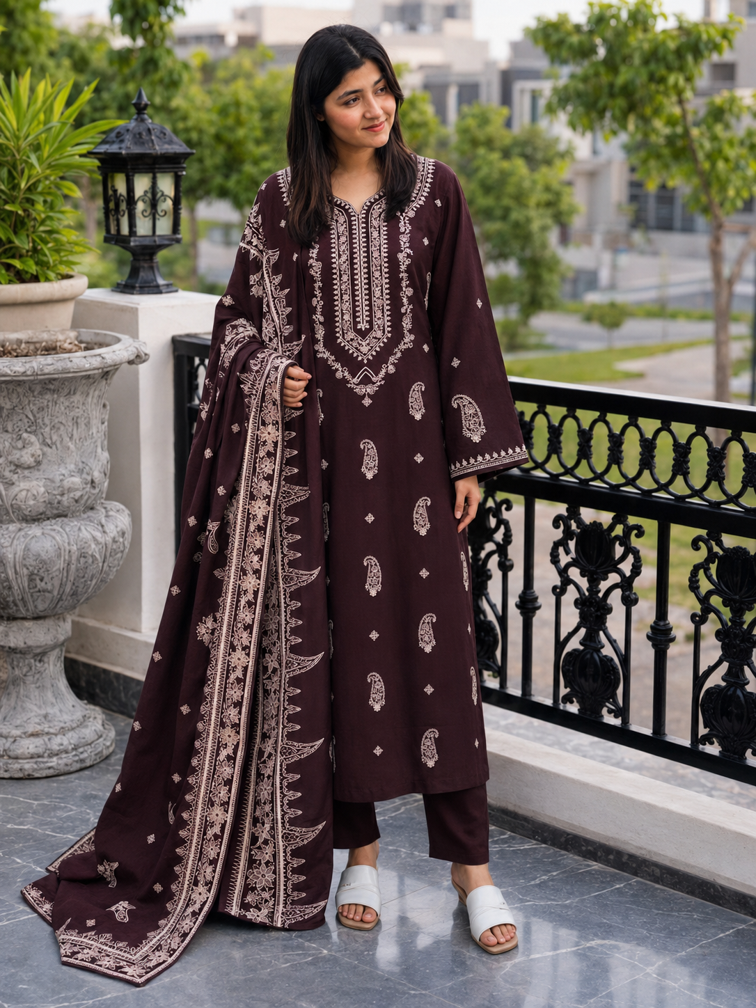 Urge Dhanak Embroidered 3 Piece | UE623