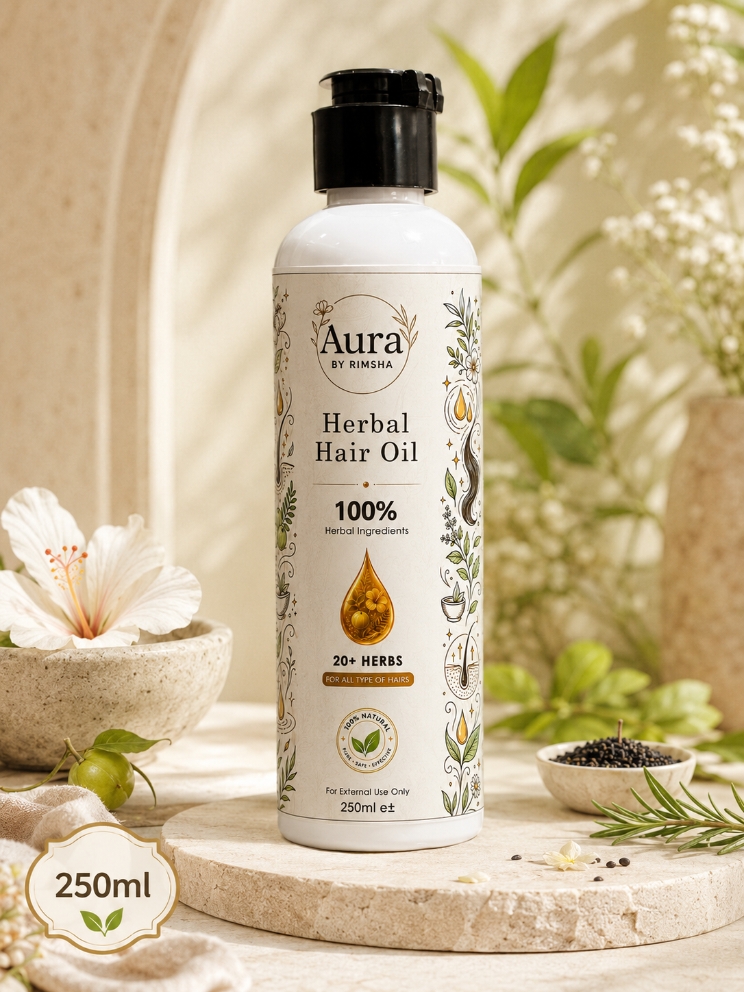 Herbal Hair Oil - 20+ Herbs for Hair Fall, Growth & Shine