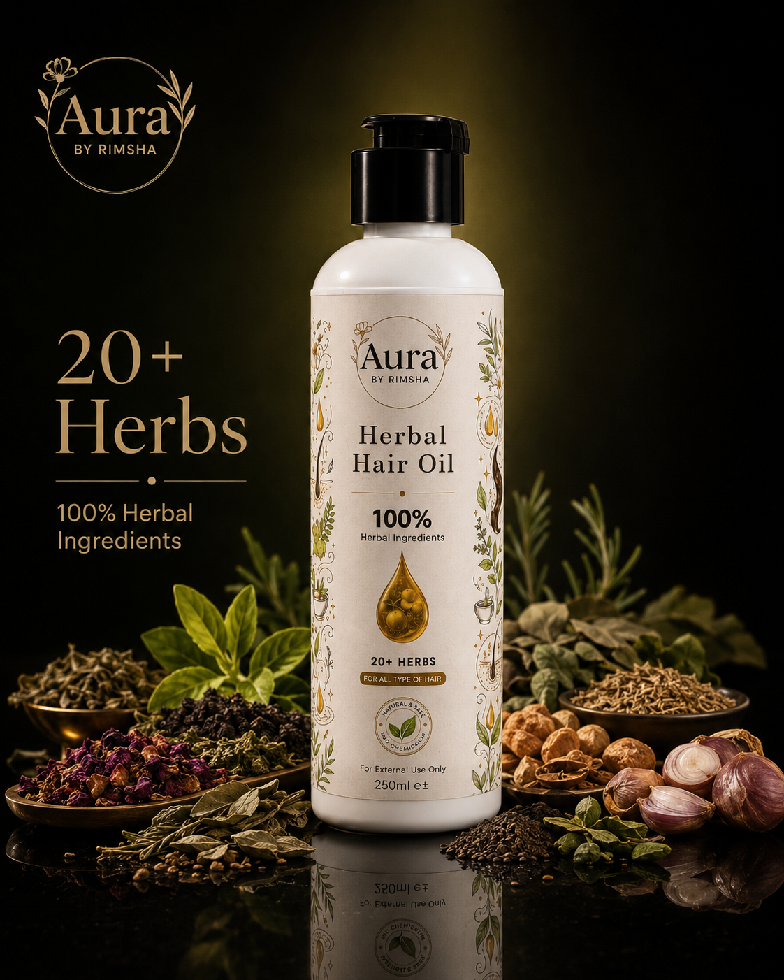 Herbal Hair Oil - 20+ Herbs for Hair Fall, Growth & Shine