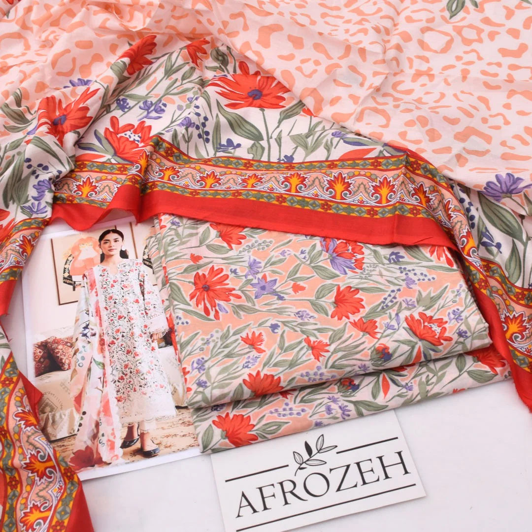 Afrozeh Lawn Digital Printed 3 Piece | AH121