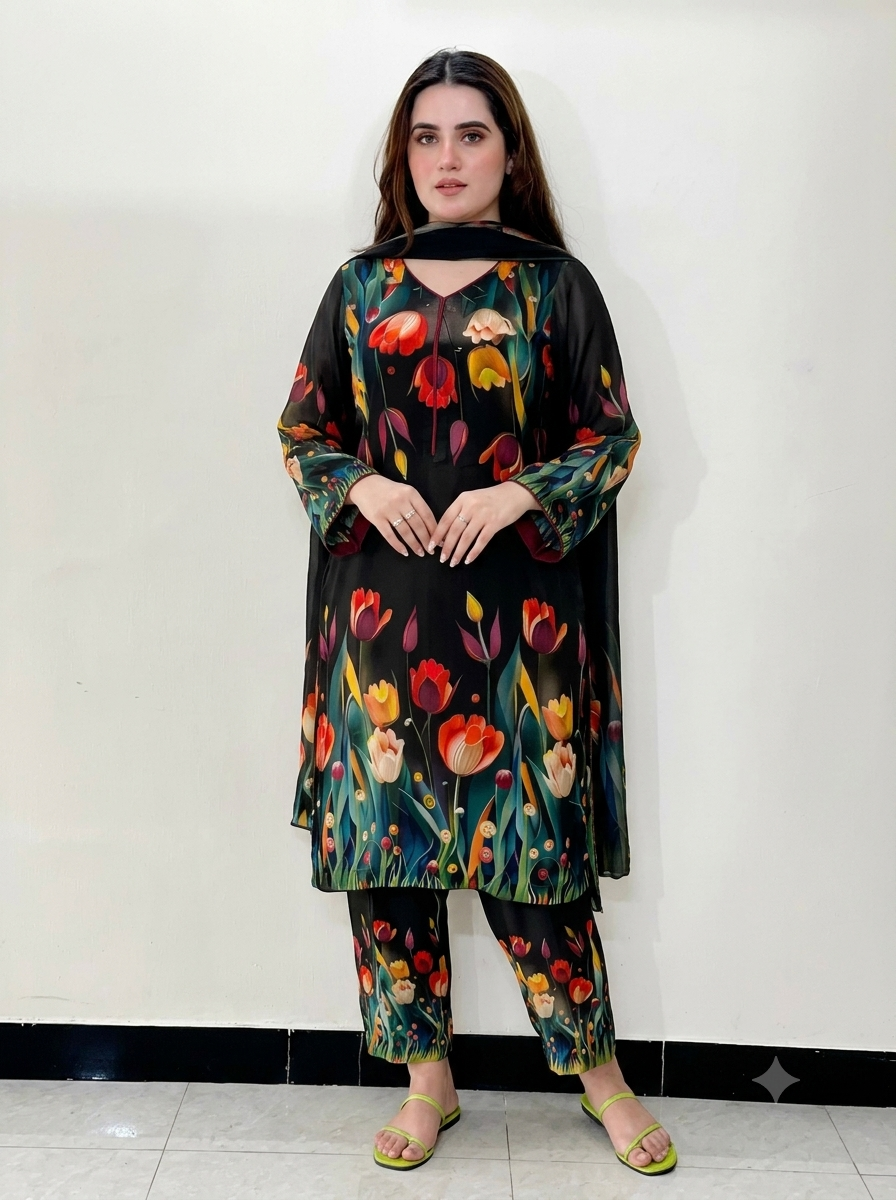 Maria B Silk Digital Printed 3 Piece | MB218