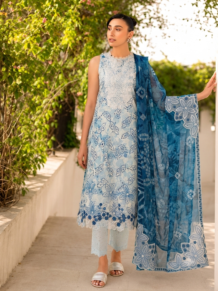 Asifa & Nabeel Lawn Embroidered 3 Piece | NA401