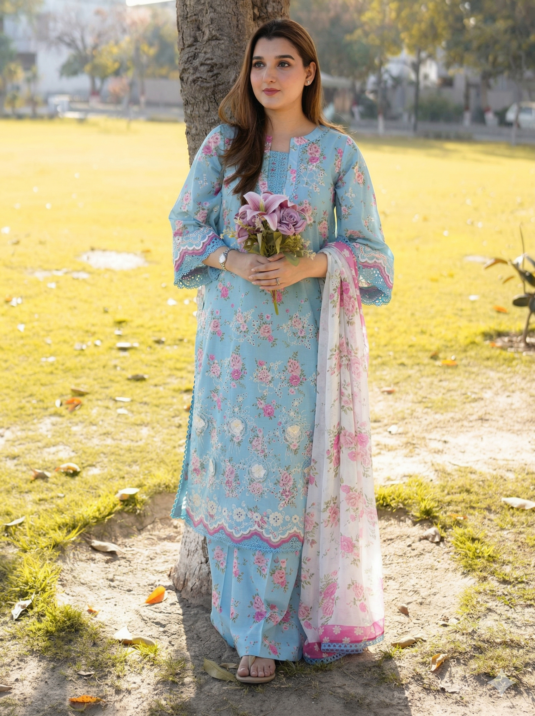Aneela Lawn Embroidered 3 Piece | AN145