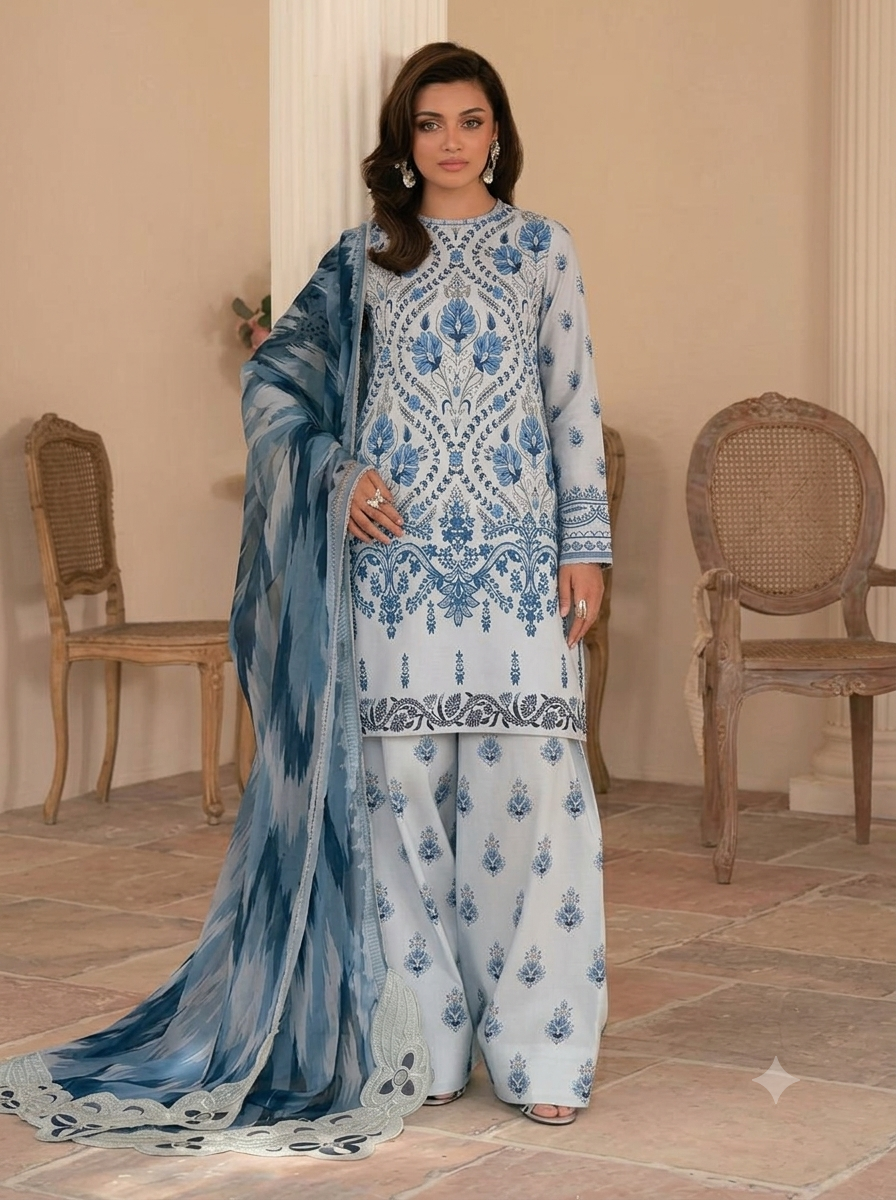 Maria B Silk Digital Printed 3 Piece | MB215