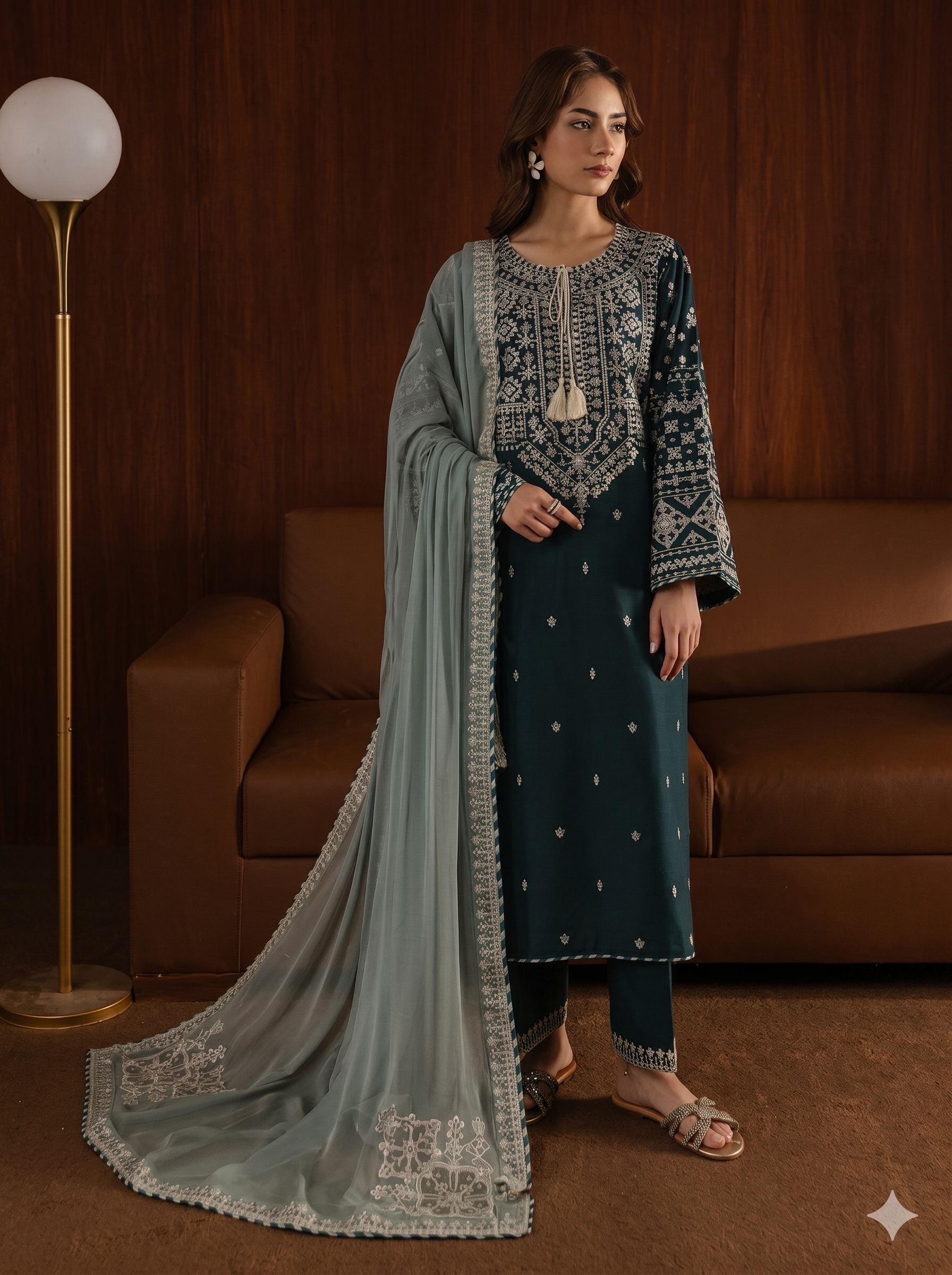 Hussain Rehar Lawn Embroidered 3 Piece | HR101