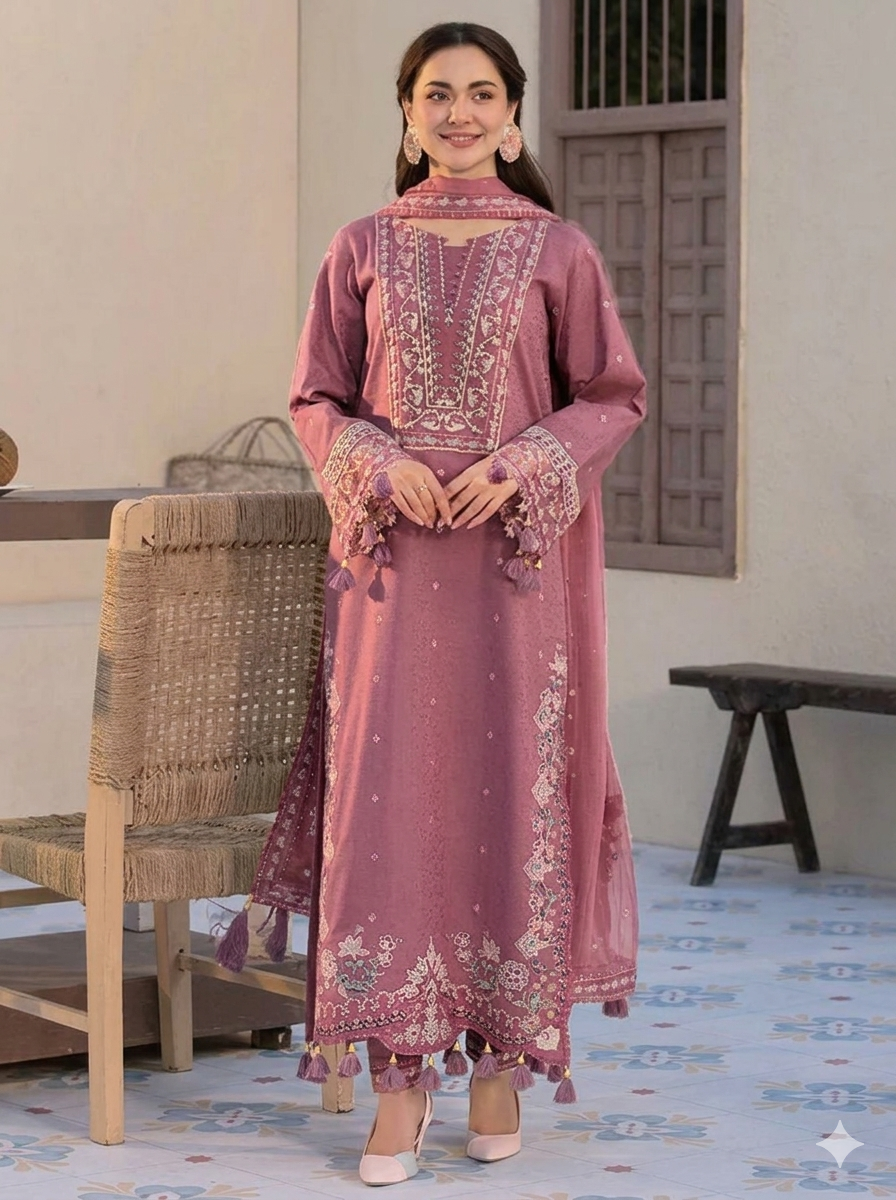 Jade Lawn Embroidered 3 Piece | JD100