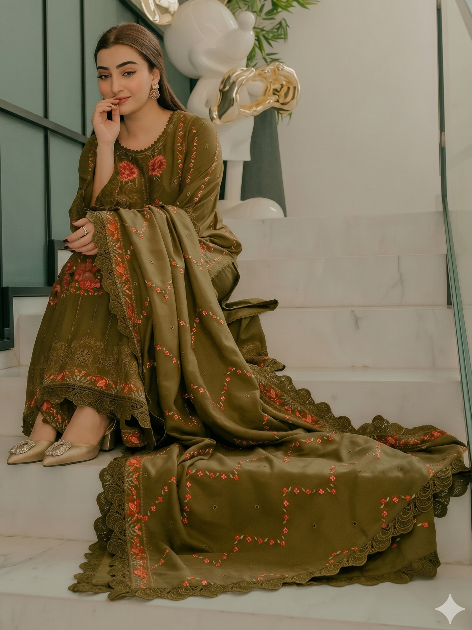 Hussain Rehar Lawn Embroidered 3 Piece | HR102