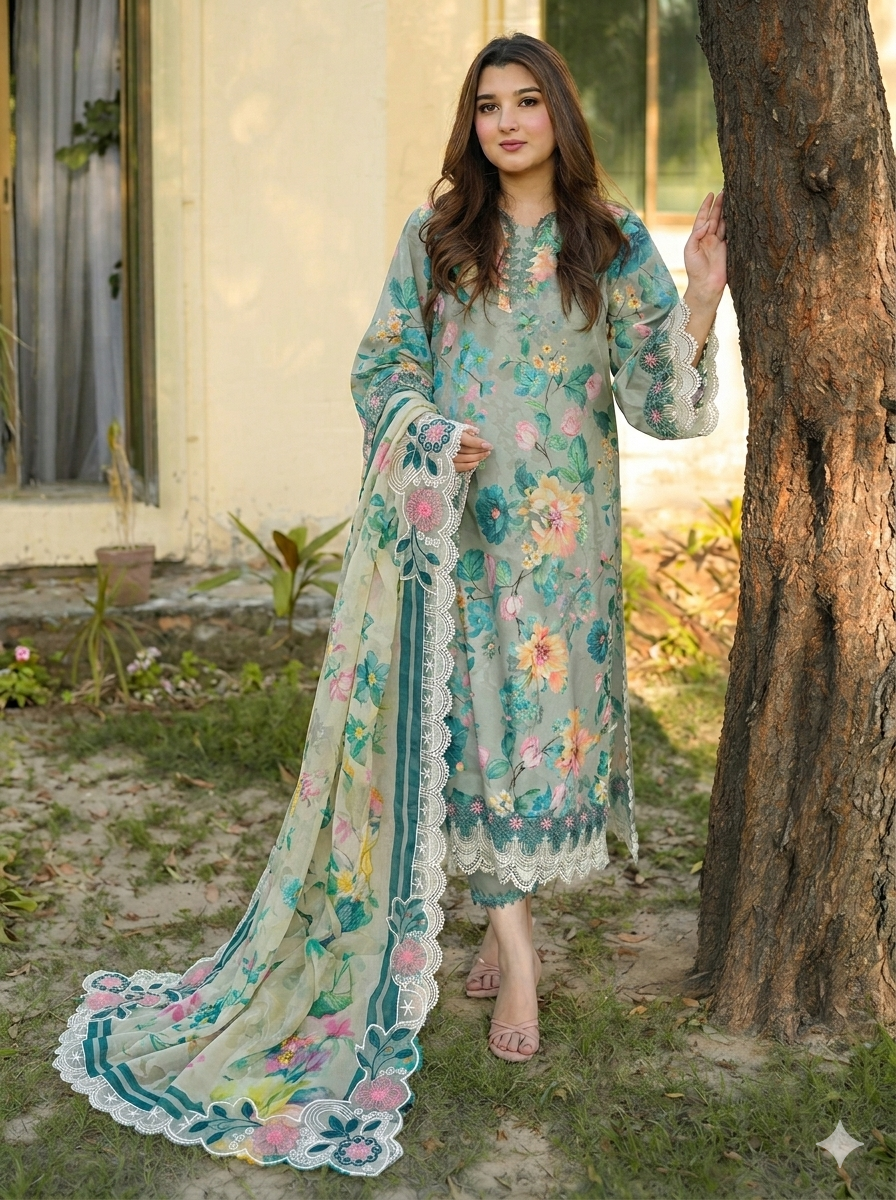 Aneela Lawn Embroidered 3 Piece | AN165