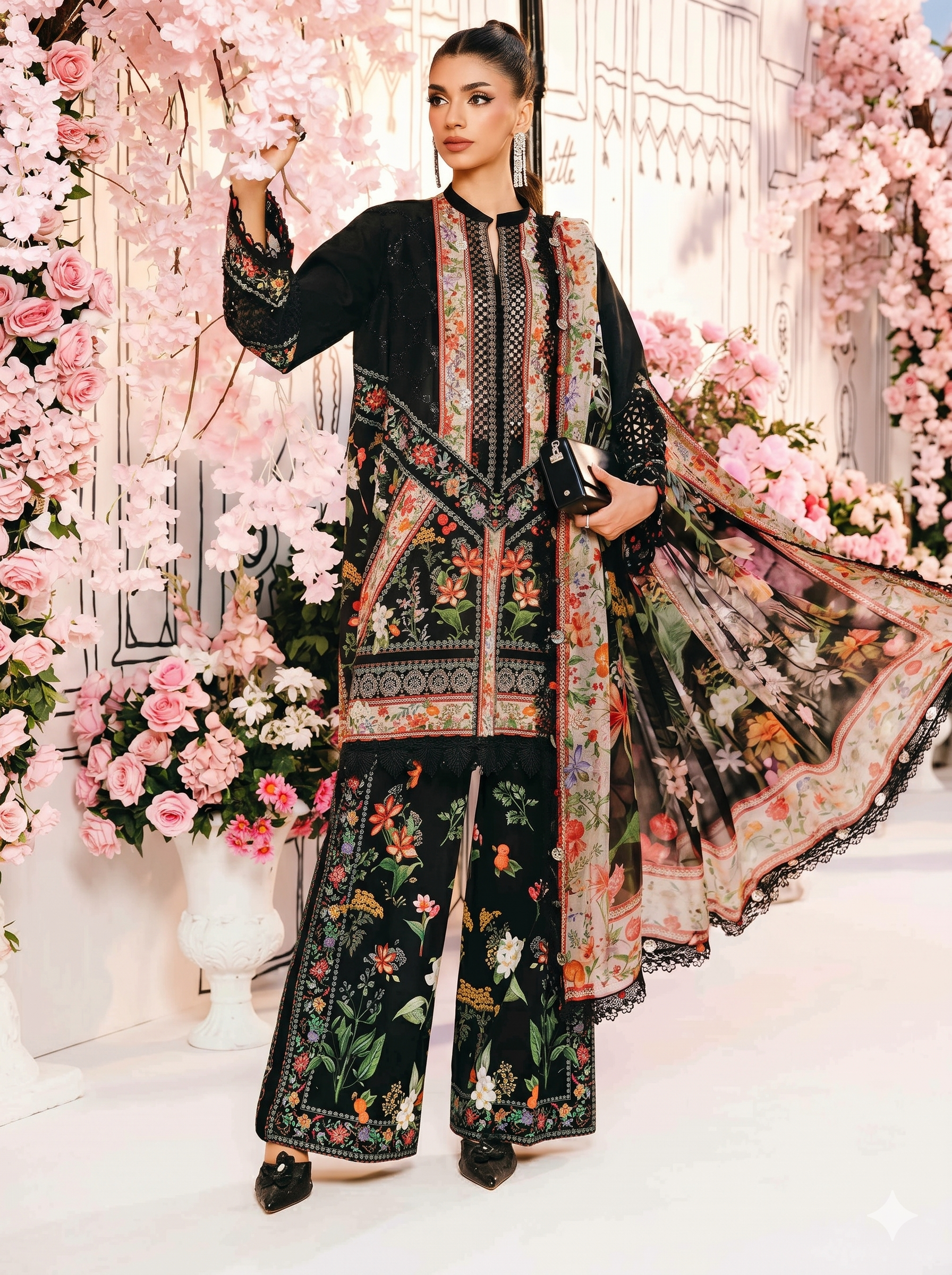 Maria B Lawn Embroidered 3 Piece | MB161