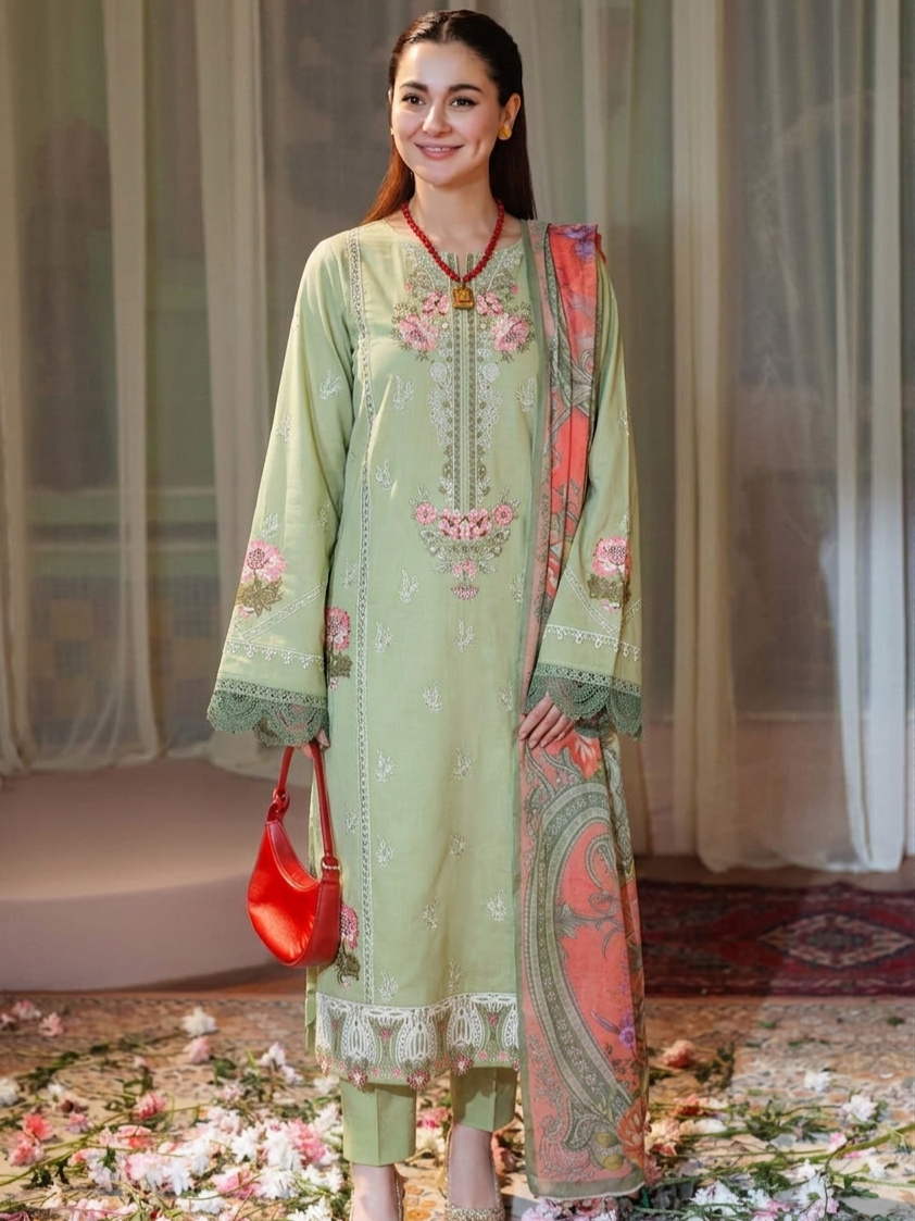 Jade Lawn Embroidered 3 Piece | JD102
