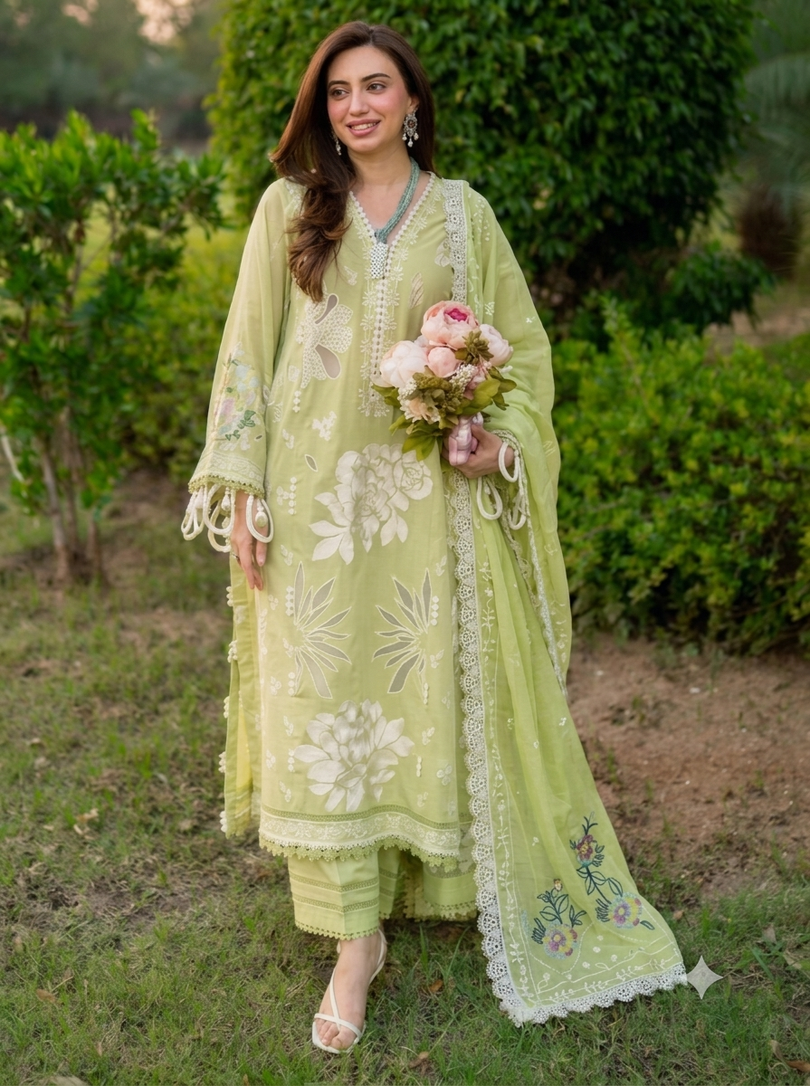 Aneela Lawn Embroidered 3 Piece | AN182