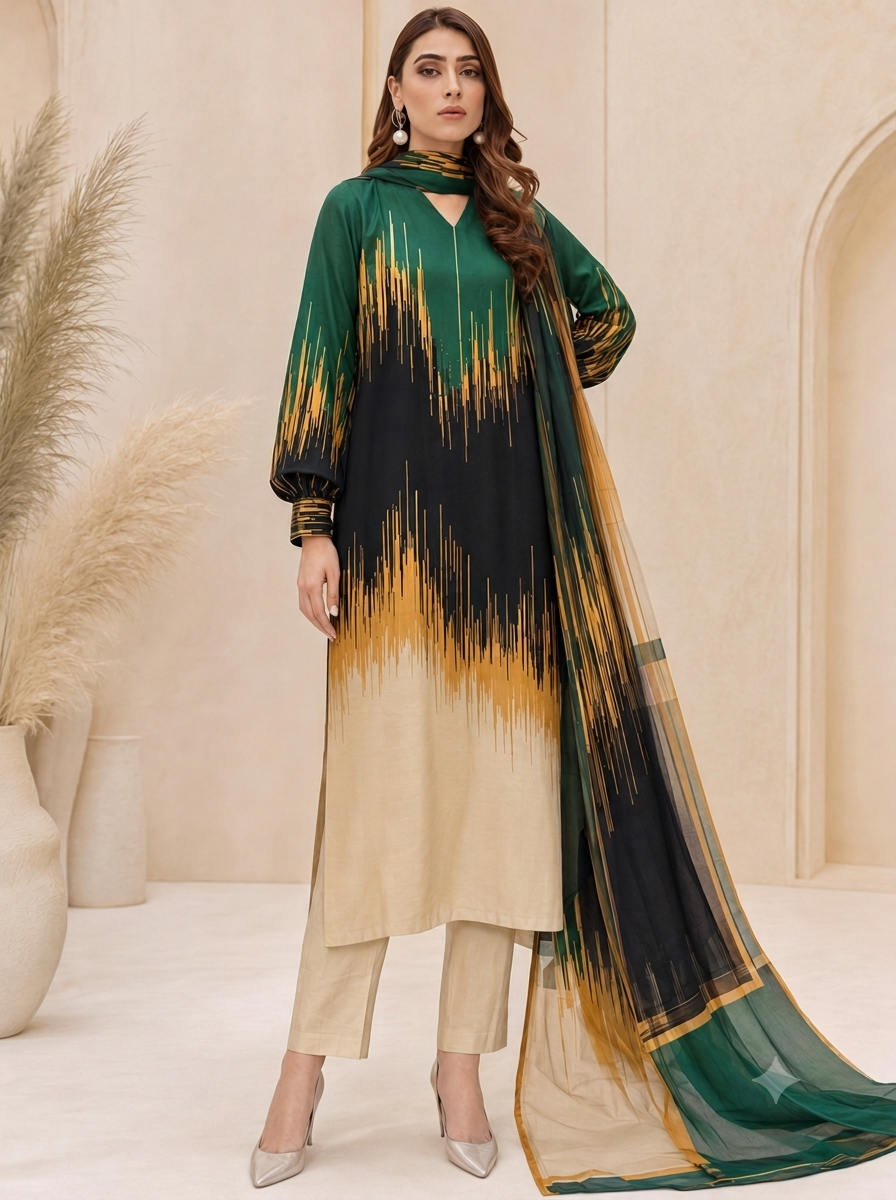 Maria B Silk Digital Printed 3 Piece | MB280