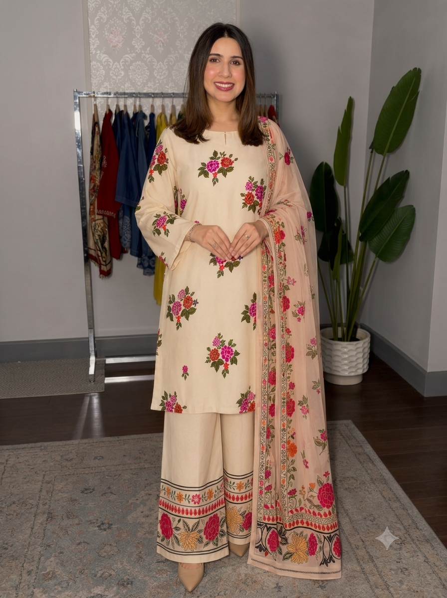Maria B Silk Digital Printed 3 Piece | MB282
