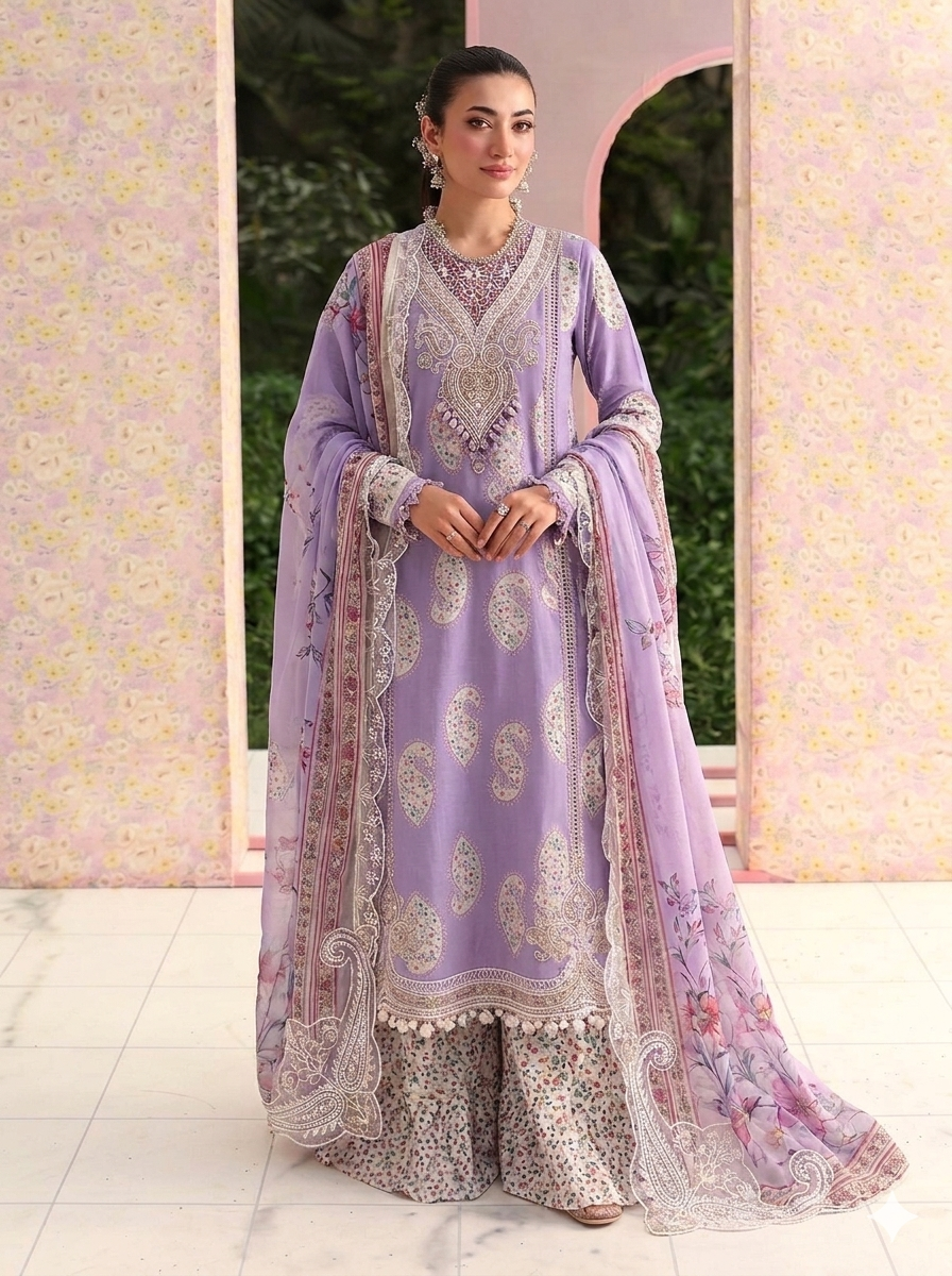 Maria B Lawn Embroidered 3 Piece | MB176
