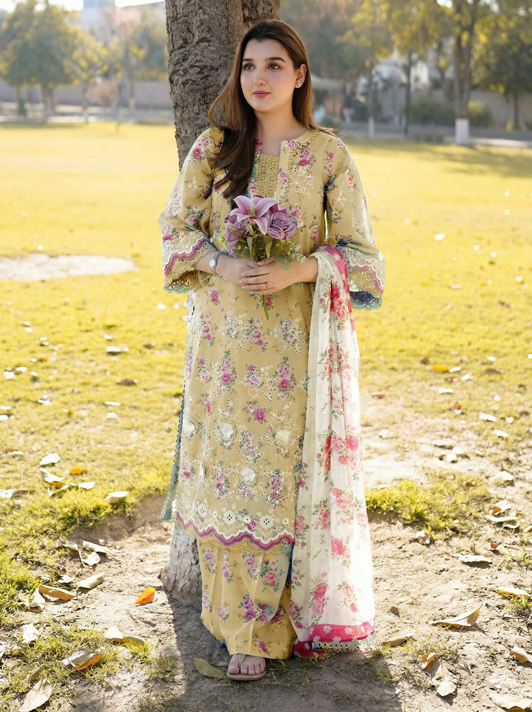Aneela Lawn Embroidered 3 Piece | AN144