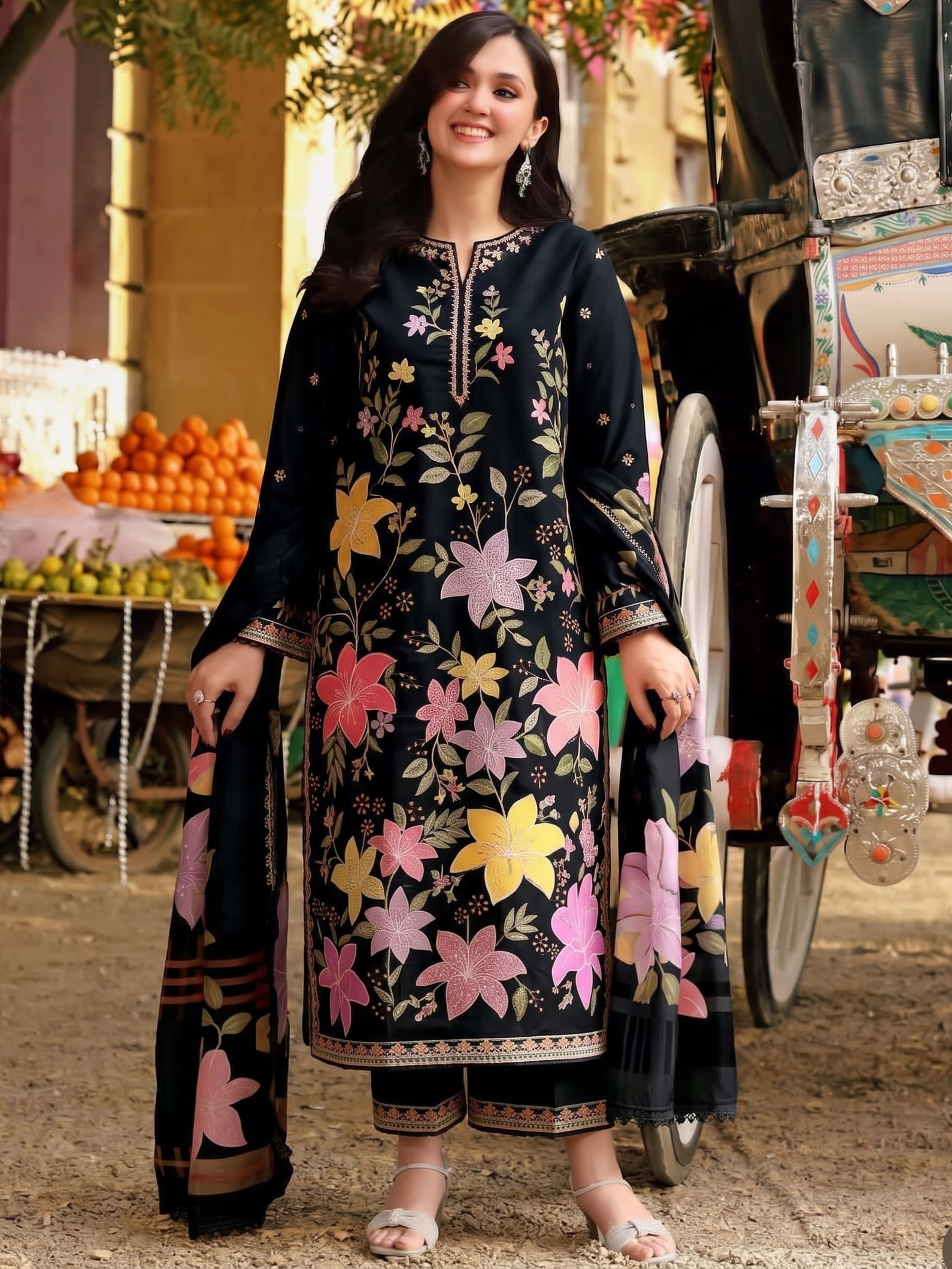 Aneela Lawn Embroidered 3 Piece | AN153