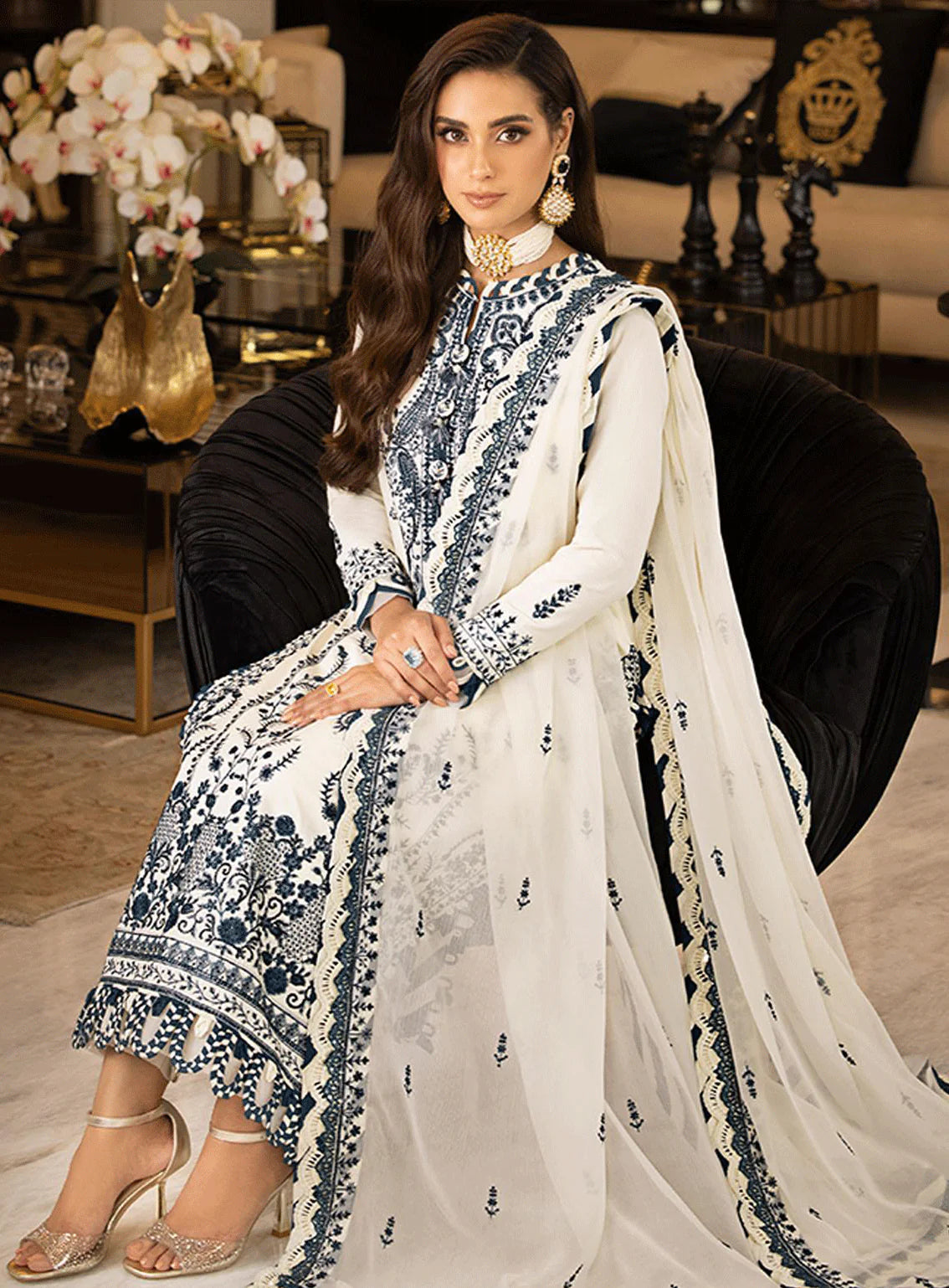 Asim Jofa Fancy Wedding Chiffon 3 Piece | AJ101