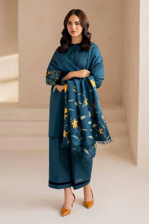 Baroque Dhanak Embroidered 3 Piece | BQ116