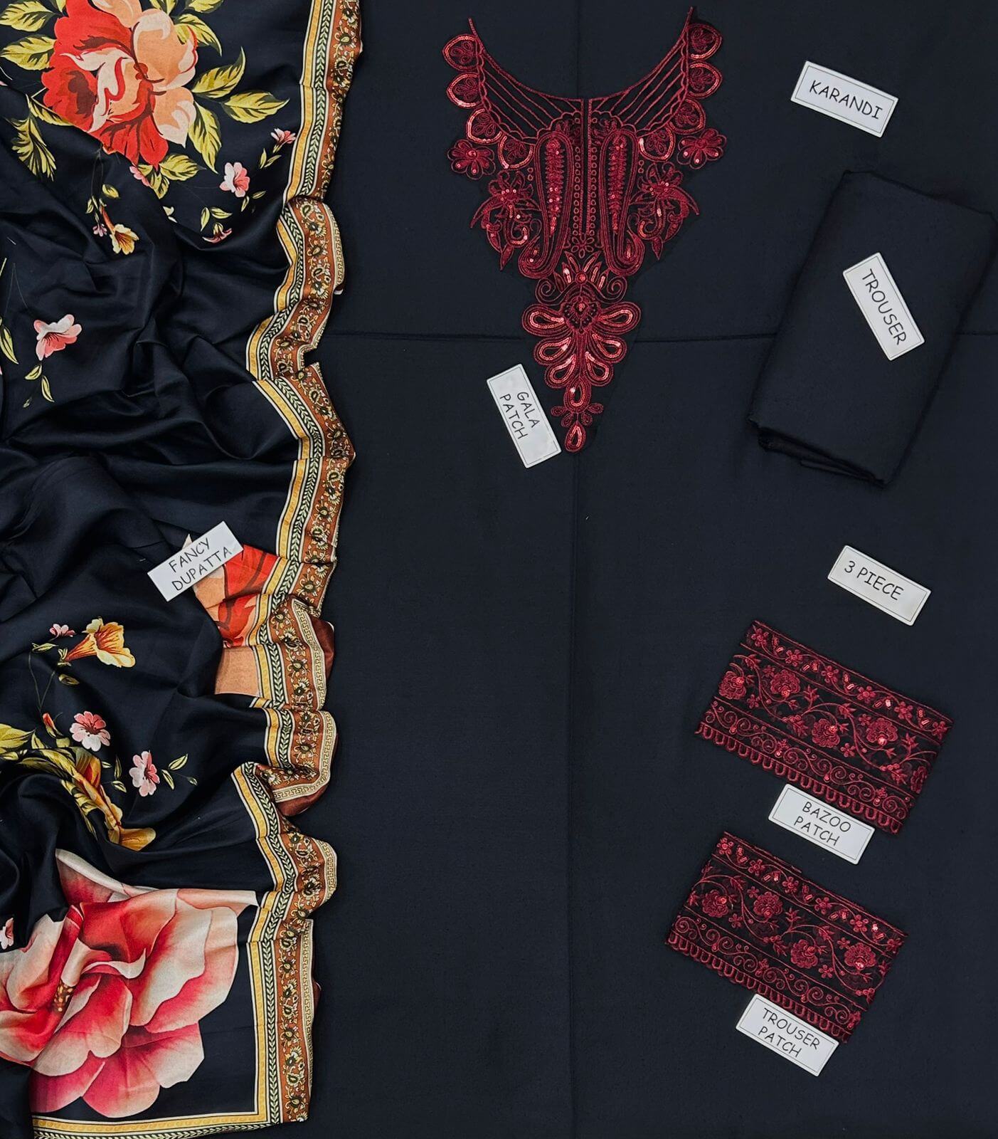 Laam Dhanak Embroidered 3 Piece | LM100