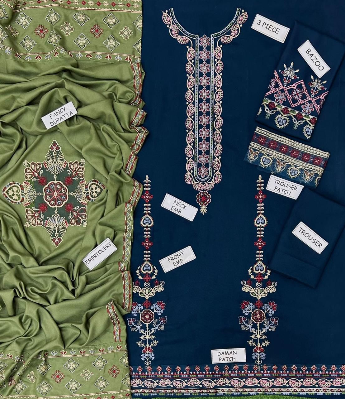 Zara Dhanak Embroidered 3 Piece | ZR103