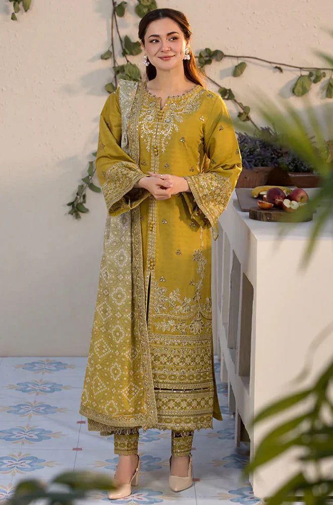Qalamkar Dhanak Embroidered 3 Piece | QR101