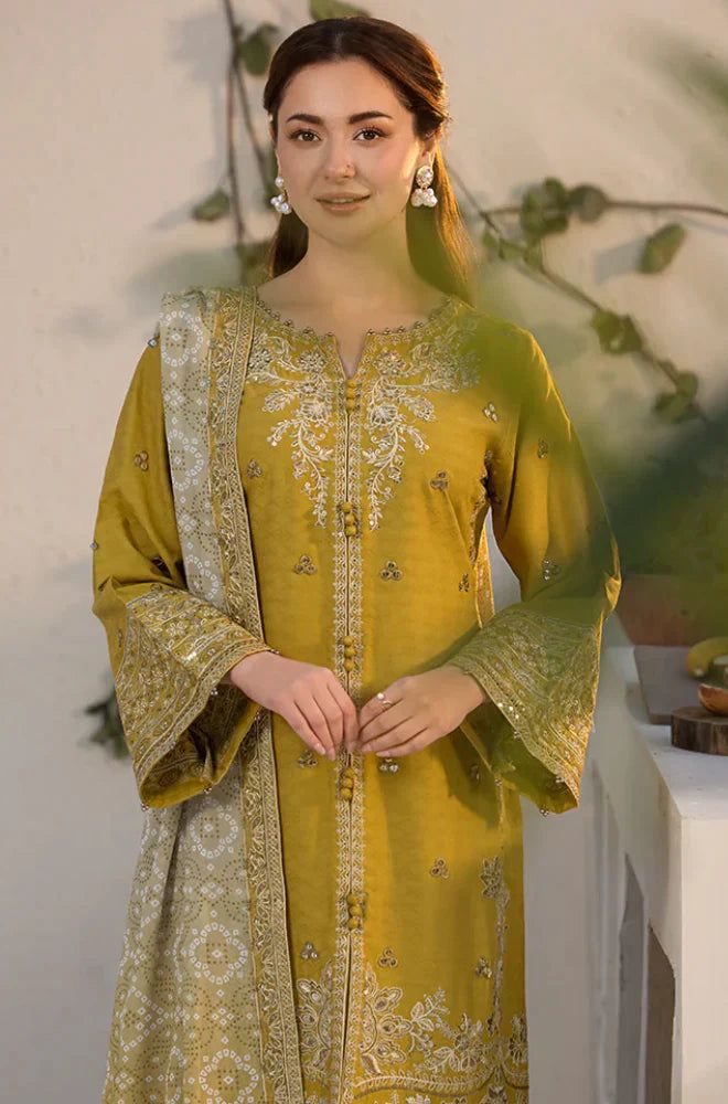 Qalamkar Dhanak Embroidered 3 Piece | QR101