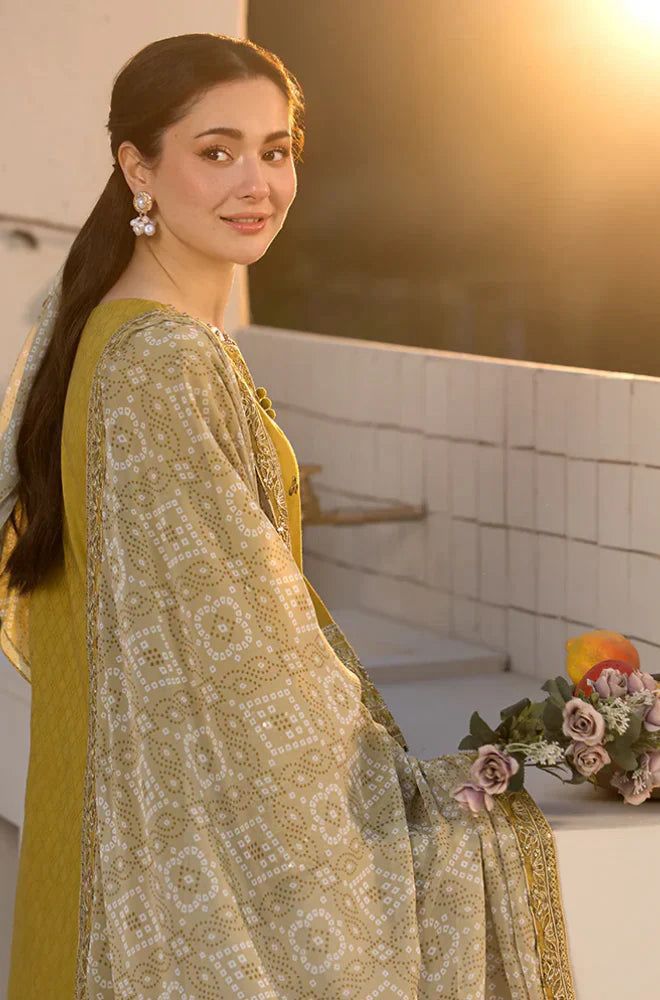Qalamkar Dhanak Embroidered 3 Piece | QR101