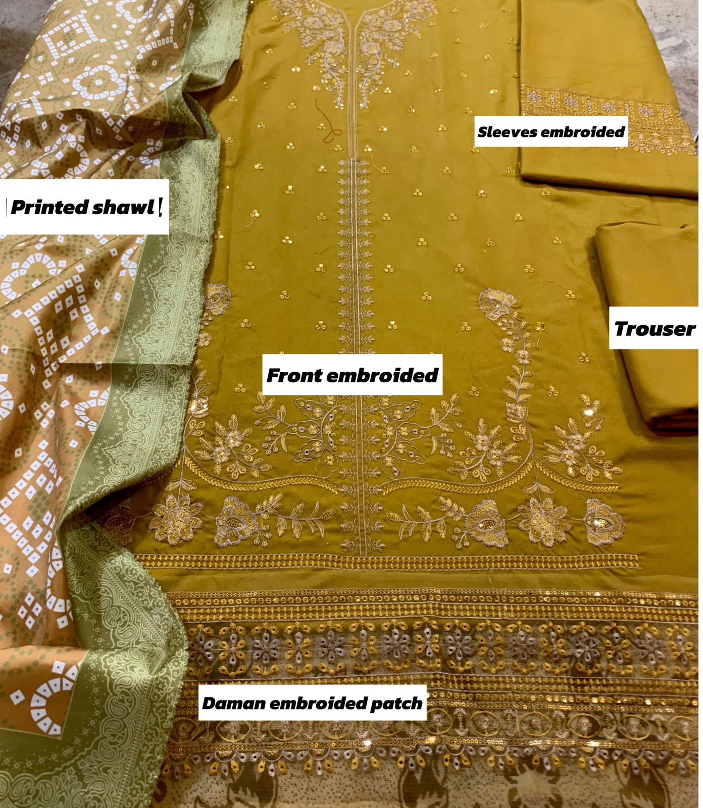Qalamkar Dhanak Embroidered 3 Piece | QR101