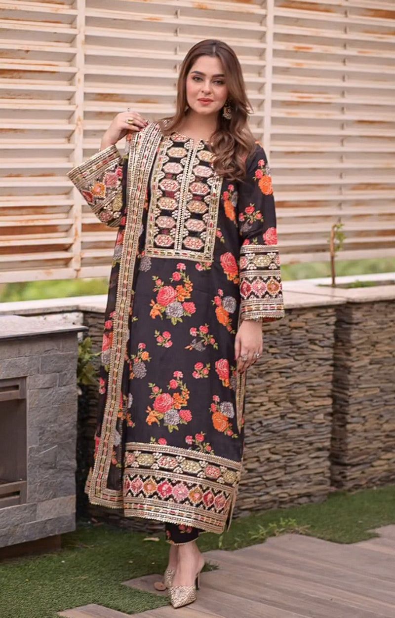 Aneela Shamoz Silk Embroidered 3 Piece | AN106