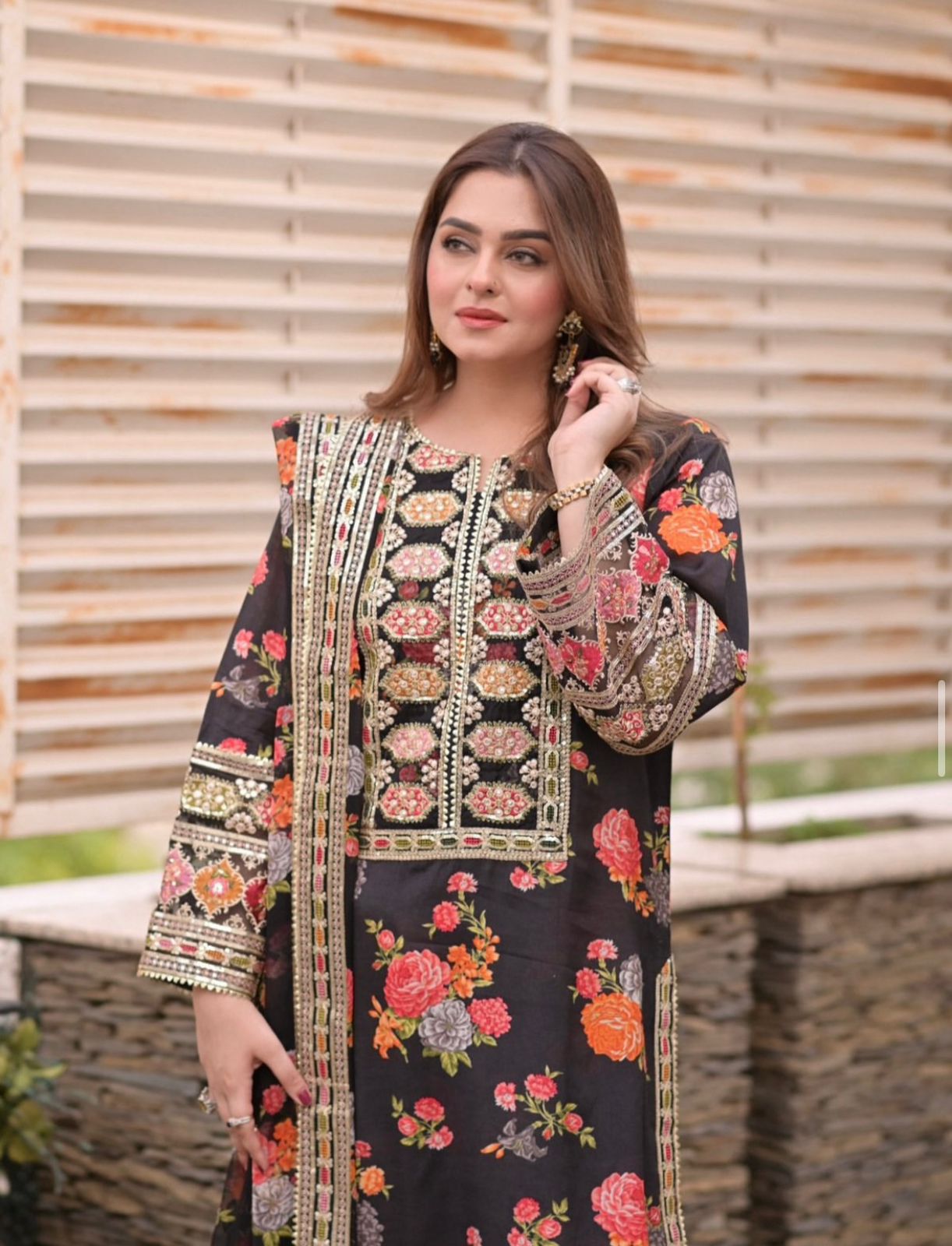 Aneela Shamoz Silk Embroidered 3 Piece | AN106