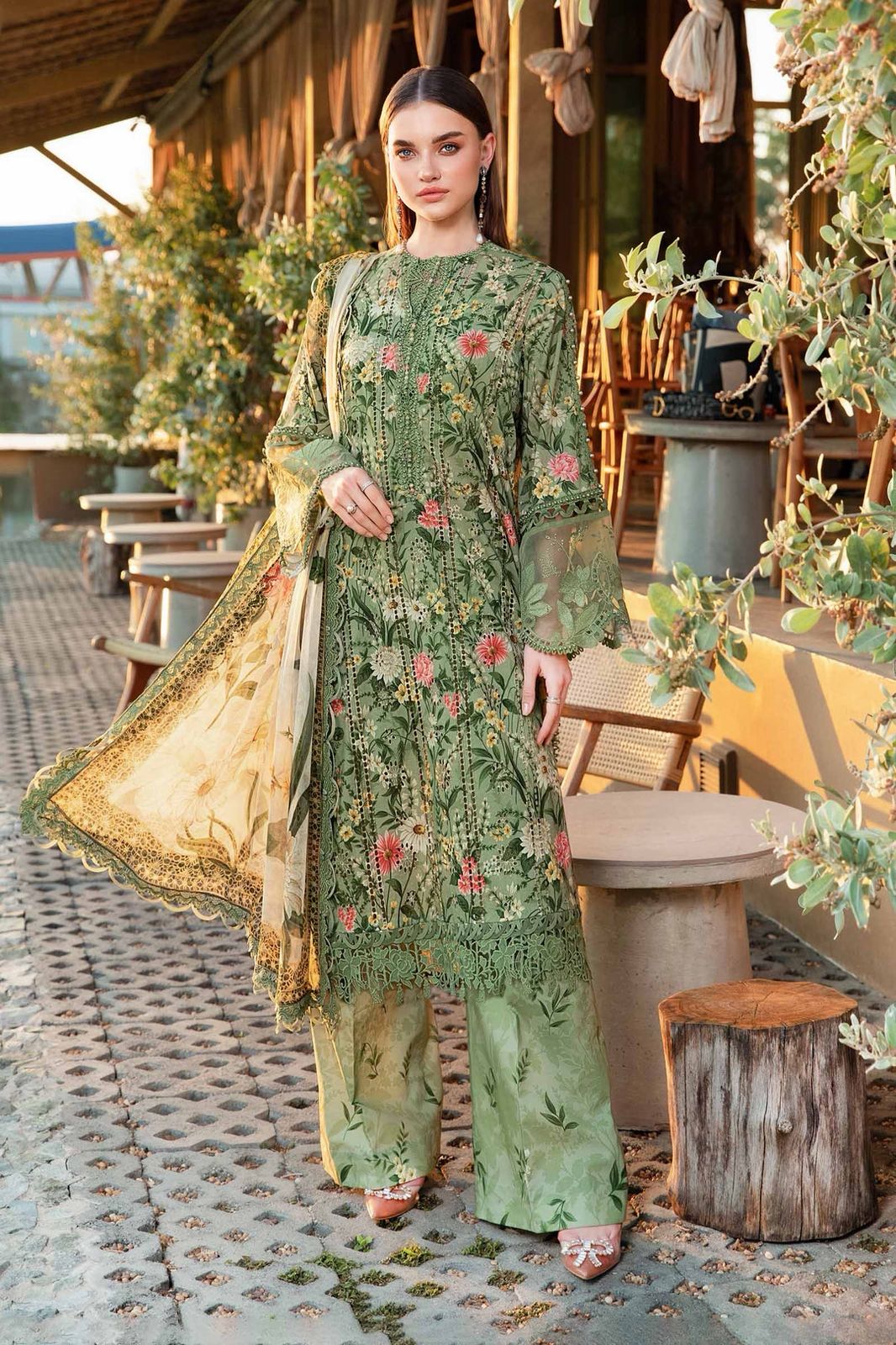 Maria.B. Dhanak Embroidered 3 Piece | MB108