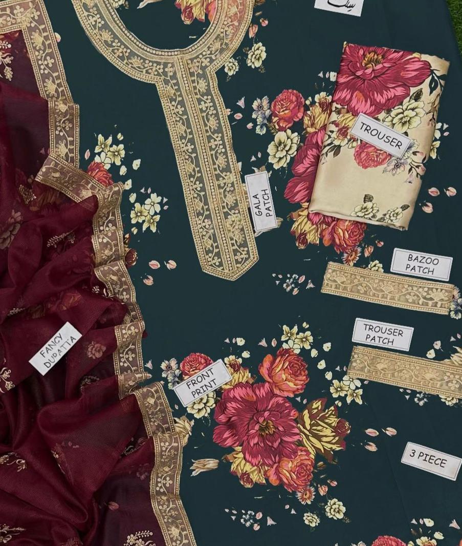 Humjoili Silk Embroidered 3 Piece | HJ100